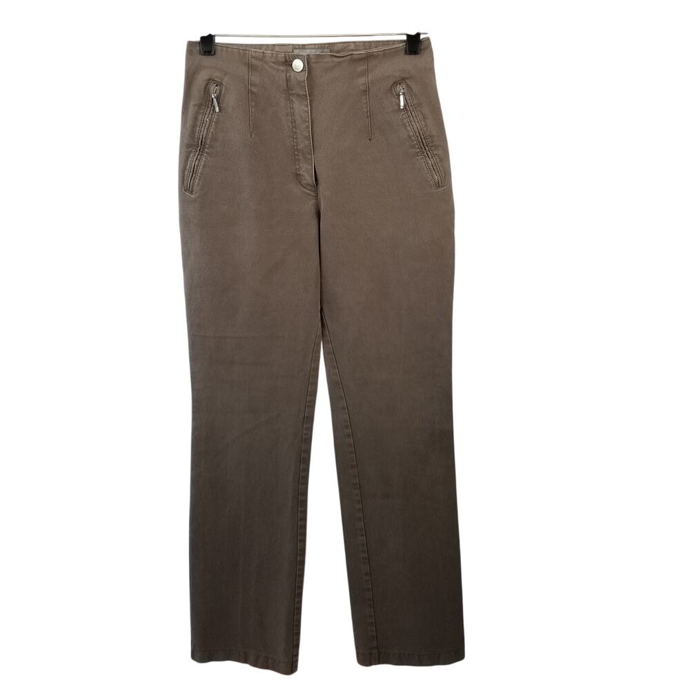 Vanilia Brown Pants Trousers Italian Made Zippered Pockets Lovely Condition 25